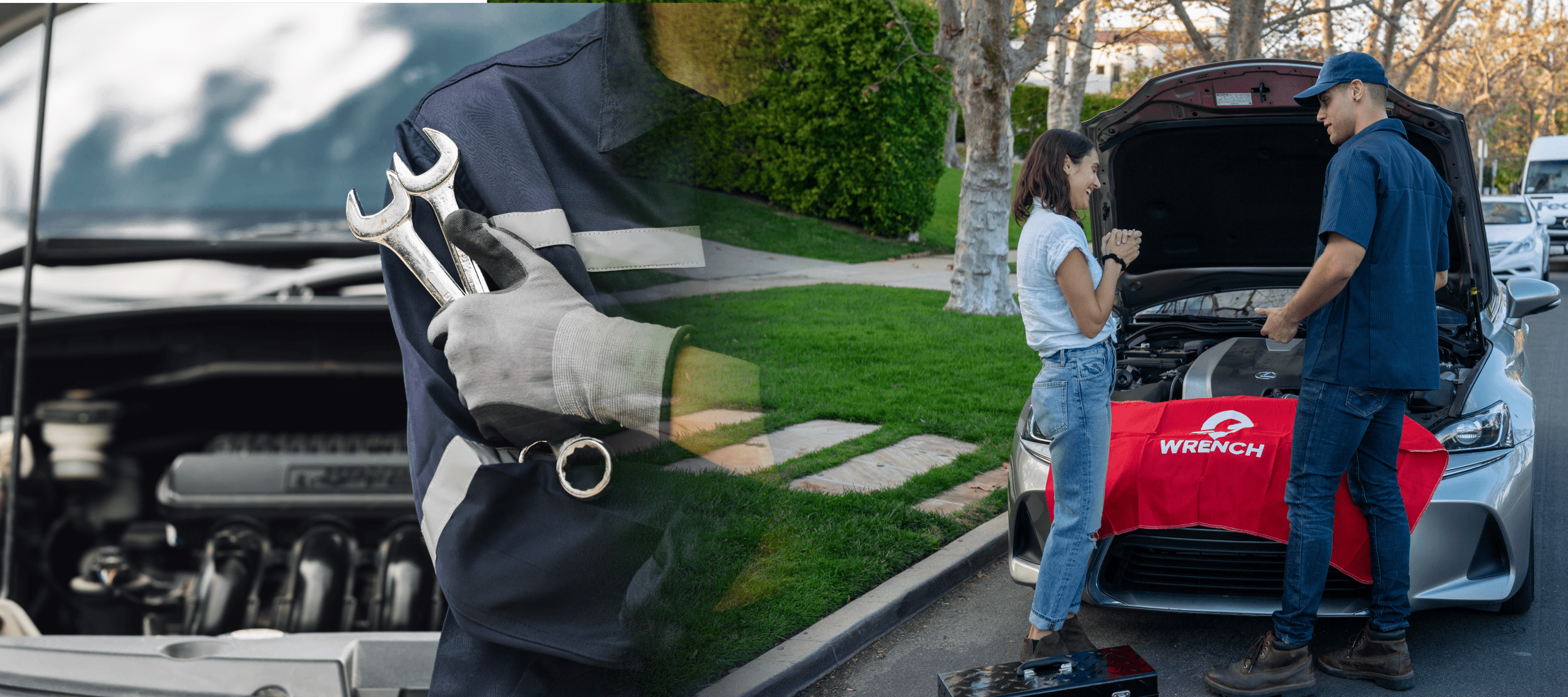 mechanic checking car at customer address